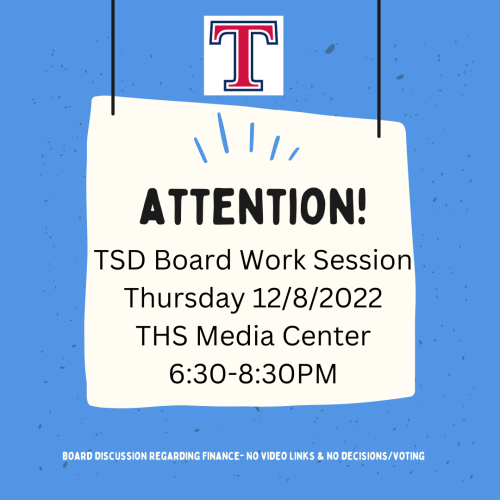 Announcement- Board Work Session 12/8/22